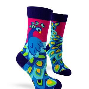 Fabdaz Women's Novelty Crew Socks Peacock Design